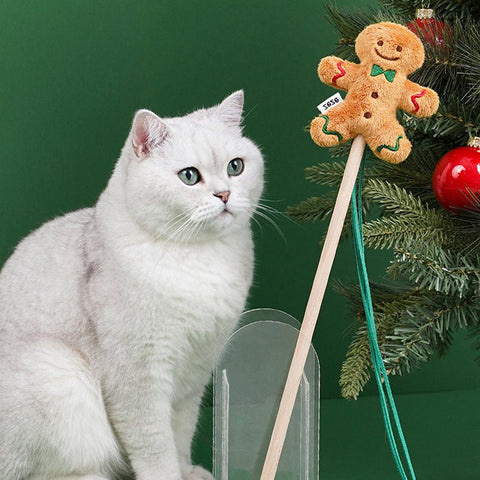 ZEZE Christmas Gingerbread Man Cat Wand - Pets Villa