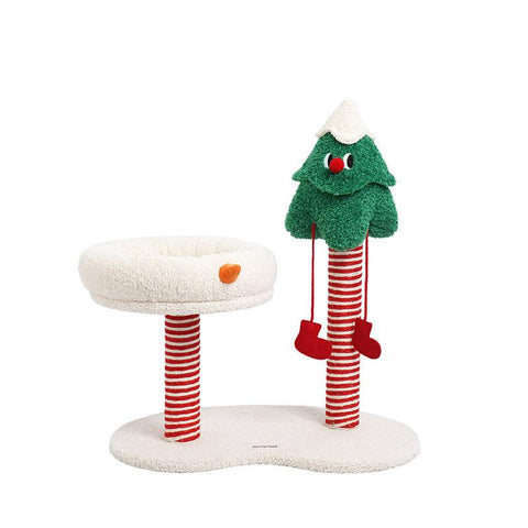 ZEZE Christmas Snow Wonderland Cat Scratching Post & Bed - Pets Villa
