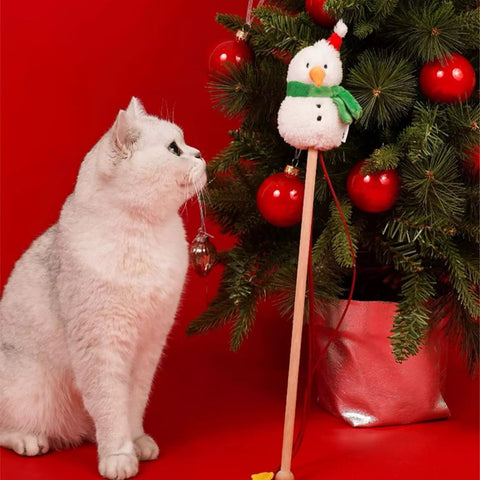 ZEZE Christmas Snowman Cat Wand - Pets Villa