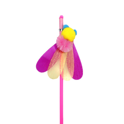 Interactive cat teaser wand toy designed to mimic insect movement for fun and exercise