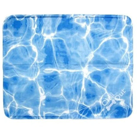 Large cooling pad for pets with blue surface and gel interior