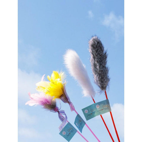 AMY&CORAL Feather / Rabbit Fur Cat Teaser - Pets Villa