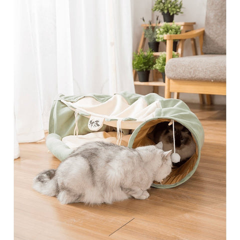 Cat Tunnel Bed with Cushion Mat - Pets Villa