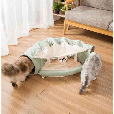 Cat Tunnel Bed with Cushion Mat - Pets Villa