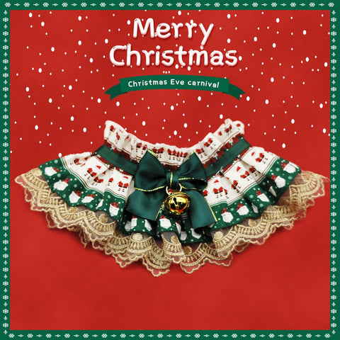 Size chart for Christmas pet scarf from XS to XL in centimeters