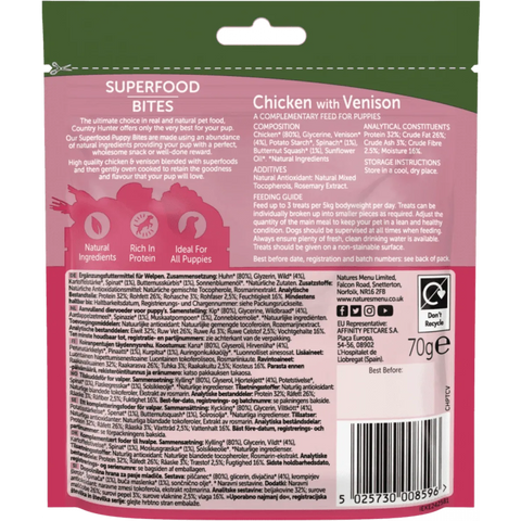 COUNTRY HUNTER Superfood Bars Chicken With Venison For Puppies - Pets Villa