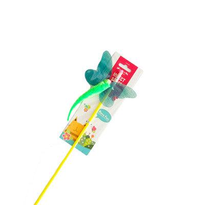 Butterfly-inspired cat teaser toy that mimics fluttering motion for interactive fun