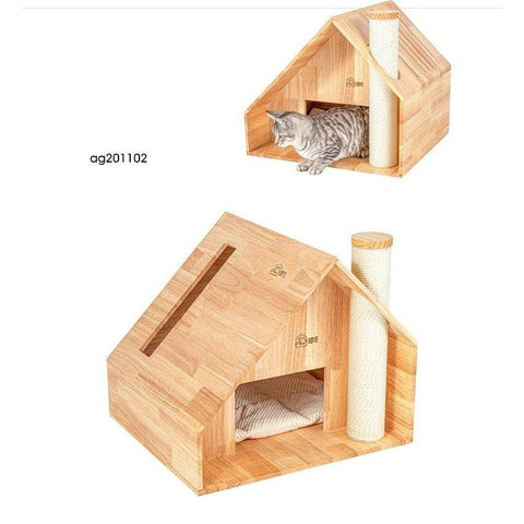MIAOZUO Solid Wood Cat House - Pets Villa
