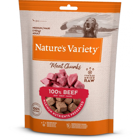 NATURE'S VARIETY Freeze Dried Meat Chunks 100% Beef Chunks For Adult Dogs 50g - Pets Villa