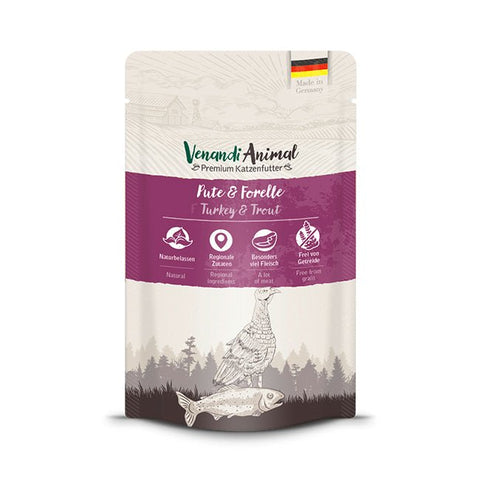 VENANDI ANIMAL Turkey & Trout Pouches 12*125g - Pets Villa