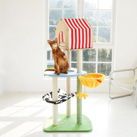 ZEZE 138 cm Large Farm Cat Tree - Pets Villa