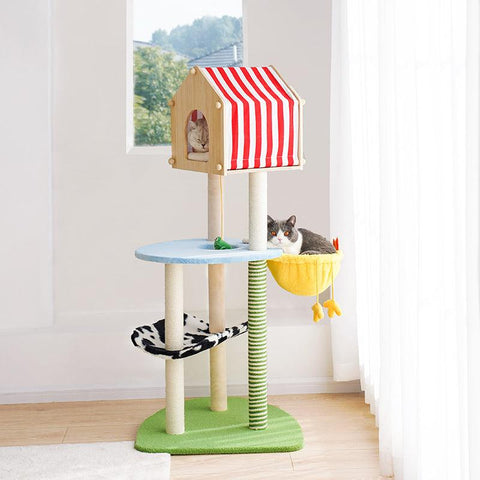 ZEZE 138 cm Large Farm Cat Tree - Pets Villa