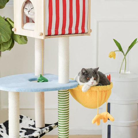 ZEZE 138 cm Large Farm Cat Tree - Pets Villa