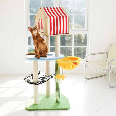 ZEZE 138 cm Large Farm Cat Tree - Pets Villa