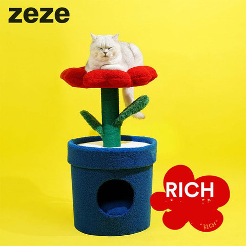ZEZE Rich Flower Cat Bed & Tree - Pets Villa