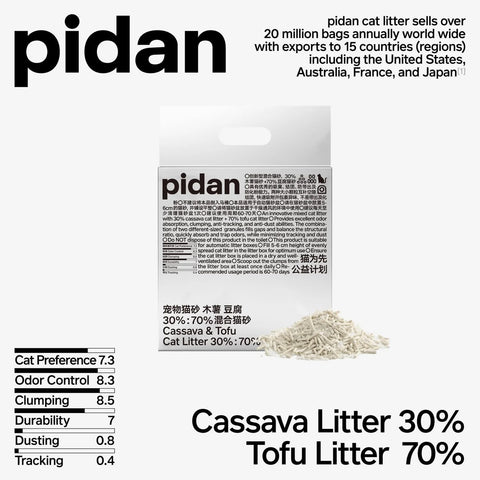 Front image of PIDAN Cassava and Tofu Cat Litter 30%:70% - Pets Villa.