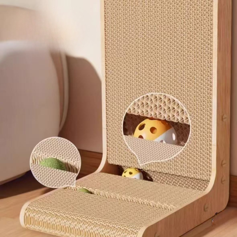L Shape Cat Scratcher With Catnip Ball