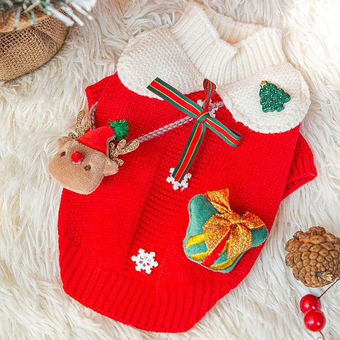 Christmas Red Knitted Pet Sweater