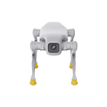 White robot dog with yellow paws on a white background