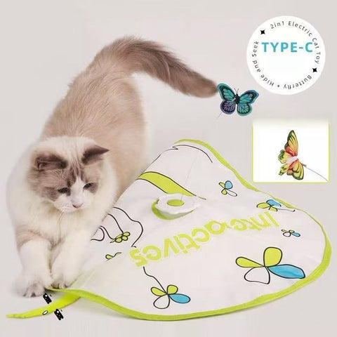 Front image of ALL FOR PAWS 2in1 Butterfly Electric Cat Toy  - Pets Villa. 