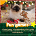 Image of a cat with ALL FOR PAWS Cat Christmas Catnip Gingerbread and Fish Toys - Pets Villa. 