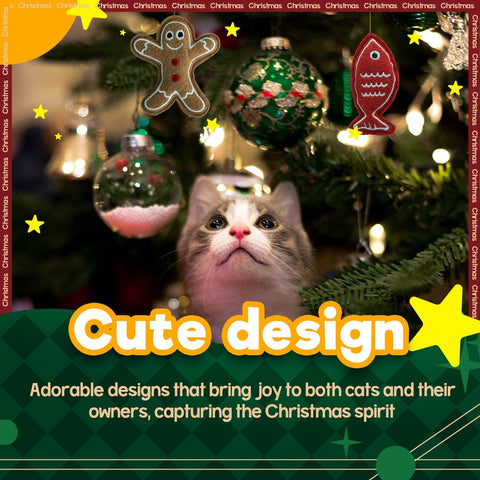Image of the design of ALL FOR PAWS Cat Christmas Catnip Gingerbread and Fish Toys - Pets Villa. 