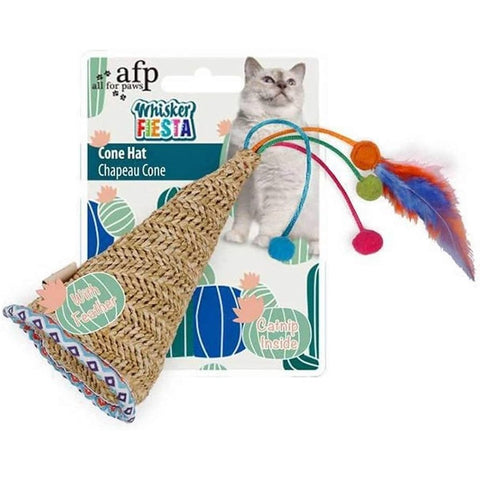 Front image of ALL FOR PAWS Catnip Whisker Fiesta Cone Hat Toy - Pets Villa. 