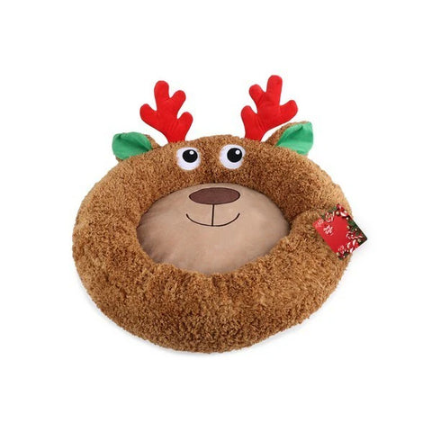 Front image of ALL FOR PAWS Merry Comfortable Reindeer Pet Bed - Pets Villa. 