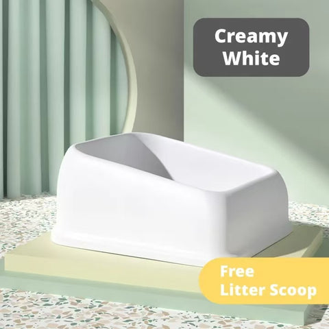 Side image of AMEIFU Cat Litter Tray with Litter Scoop - Pets Villa. 