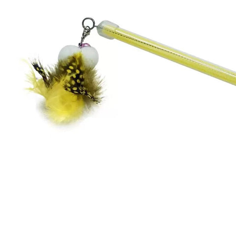 Product image of AMY&CAROL Yellow Spotty Feather Cat Teaser  - Pets Villa. 