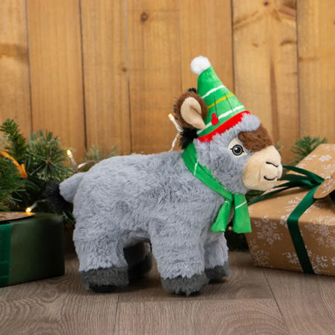 Front image of ANCOL Christmas Dominic the Donkey Dog Toy - Pets Villa.