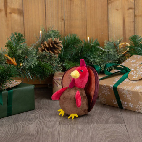 Front image of ANCOL Christmas Mini Tina Turkey Dog Toy - Pets Villa. 