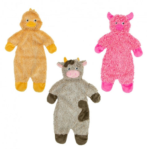 front image of ANCOL Cuddle Farmyard Floppets Dog Toy Assorted - Pets Villa.