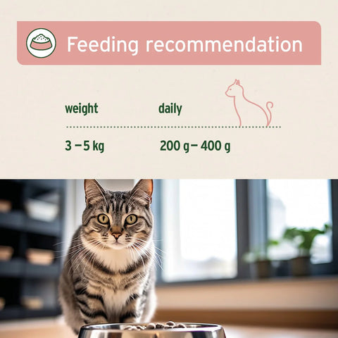Feeding recommendation image of ANIFORTE Cat Pure Nature Fish and Chicken 200g - Pets Villa. 
