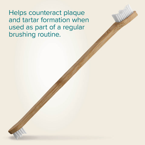 Plaque information image of BEAPHAR Pet Double-Ended Bamboo Toothbrush - Pets Villa. 