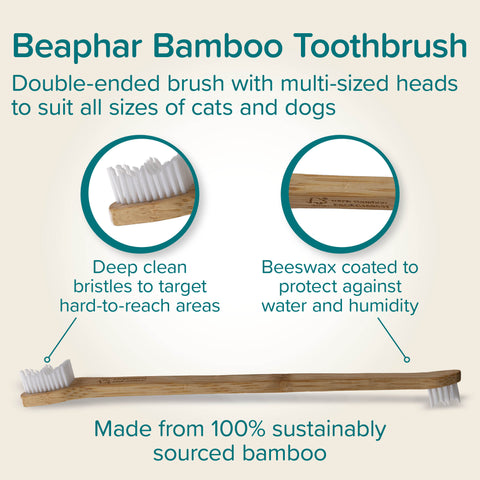Diagram image of the BEAPHAR Pet Double-Ended Bamboo Toothbrush - Pets Villa. 