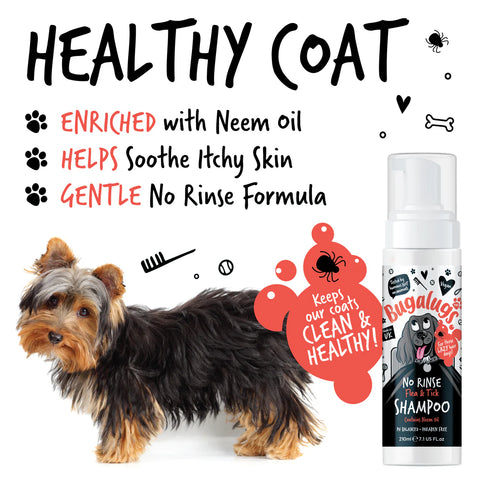 Product image of BUGALUGS Dog No Rinse Flea and Tick Shampoo with Neem Oil 210ml - Pets Villa. 