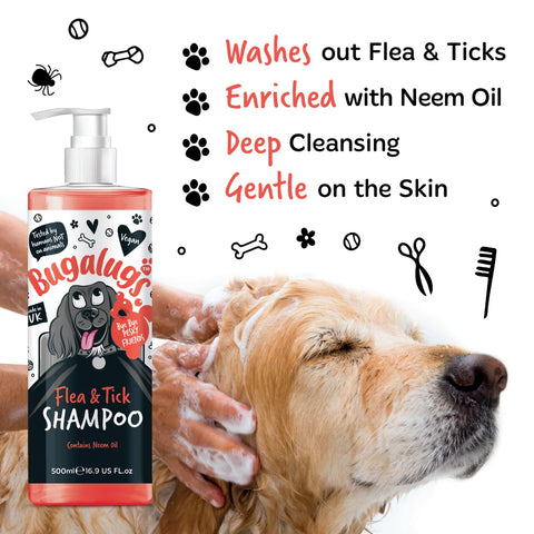 Product image of BUGALUGS Flea and Tick Shampoo with Neem Oil 500ml - Pets Villa. 