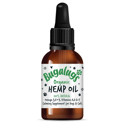 Front image of BUGALUGS Organic Hemp Oil 50ml - Pets Villa. 