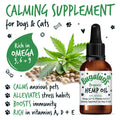 Image of the calming supplement BUGALUGS Organic Hemp Oil 50ml - Pets Villa. 