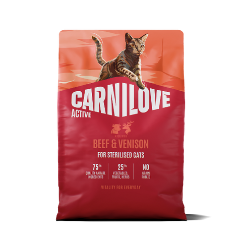 Front image of CARNILOVE Active Cat Beef and Venison - Pets Villa. 