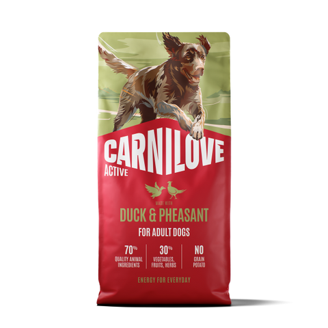 Front image of CARNILOVE Active Dog Duck and Pheasant - Pets Villa. 