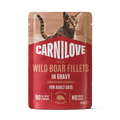 Front image of CARNILOVE Cat Wild Boar Fillets Enriched with Chamomile in Gravy - Pets Villa. 