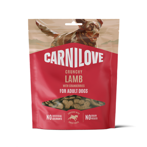 Front image of CARNILOVE Dog Crunchy Lamb with Cranberries Treats 200g  - Pets Villa. 