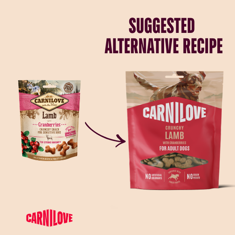 Old to New image of CARNILOVE Dog Crunchy Lamb with Cranberries Treats 200g - Pets Villa. 