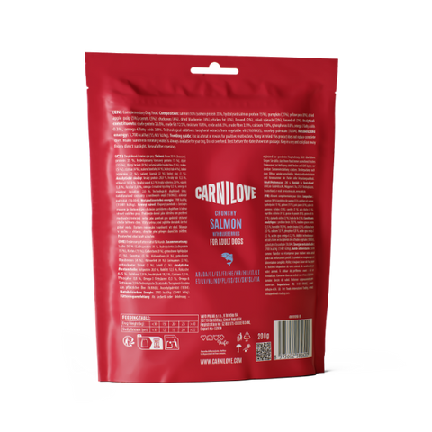 Back image of CARNILOVE Dog Crunchy Salmon with Blueberries Treats 200g - Pets Villa. 