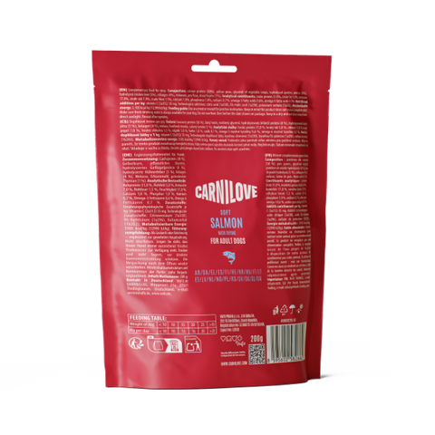 Back image of CARNILOVE Dog Soft Salmon with Thyme Treats 200g - Pets Villa. 