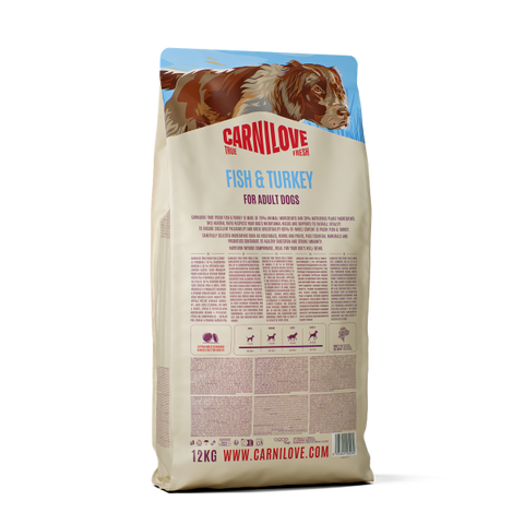 Back image of CARNILOVE True Fresh Dog Fish and Turkey - Pets Villa. 
