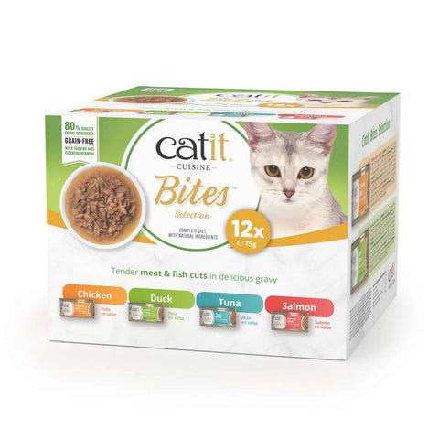 Front image of CATIT Cuisine Bites Selection Variety Pack 12x75g - Pets Villa. 