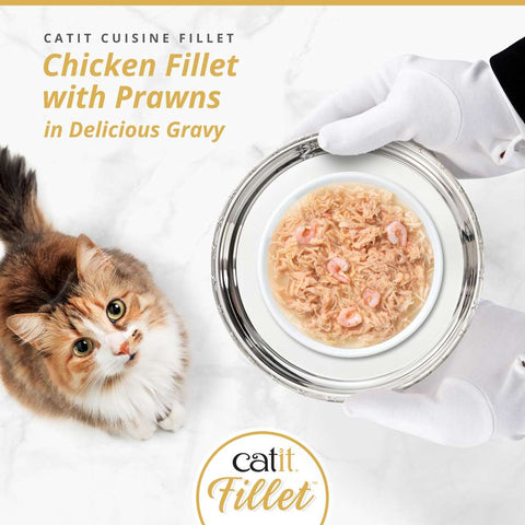 Image of CATIT Cuisine Chicken Fillet with Prawns on a plate - Pets Villa.